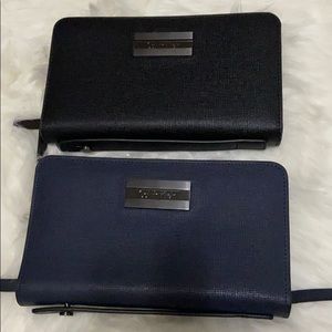 Calvin klein double zip wallet navy